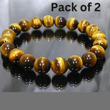 Tiger Eye Crystal Healing Bracelet — Pack of 2 | Attracts Wealth & Confidence | Unisex
