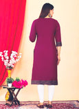 Maroon Embroidered Straight Kurti for Women | Ethnic Wear | XS to 5XL