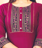 Maroon Embroidered Straight Kurti for Women | Ethnic Wear | XS to 5XL